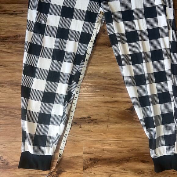 Ivory Ella Pajama Jogger Pants Black White Checkered Checkerboard Size Large - Picture 9 of 9